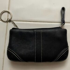 Vintage Brown Mini Coach wristlet Key Chain, euc